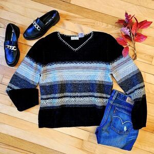 Vintage white stag striped sweater